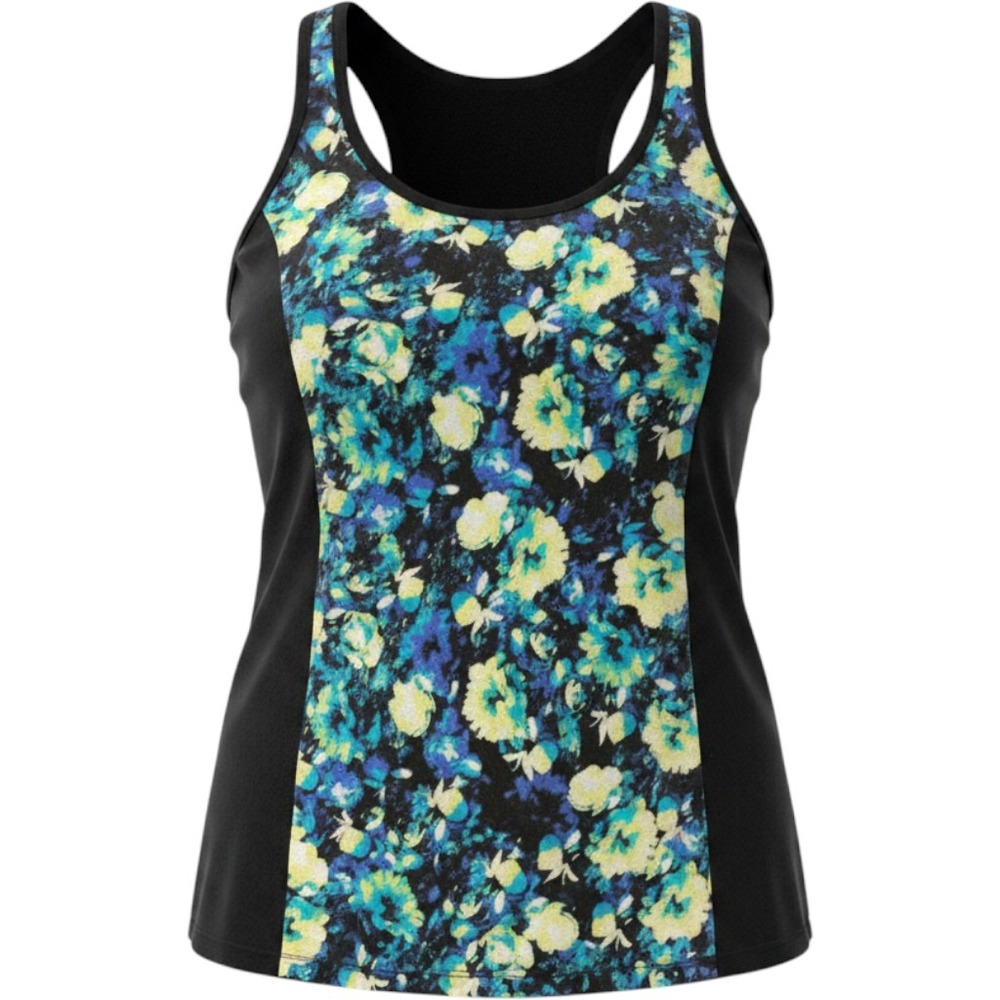 Vivi Sport Racerback Tank Top Womens 1X Black Floral Excellent Activewear Gym